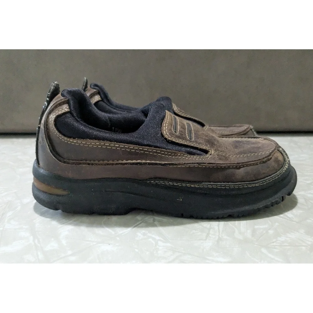 Stride Rite Carson Moc Brown Leather Slip On Loafers Kids 11W